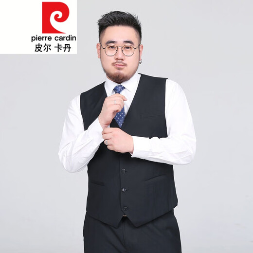 皮尔卡丹（pierre cardin）春秋大码胖人西装马甲男士西.服休闲职业正装韩加大背心马夹针织 浅灰色 3XL