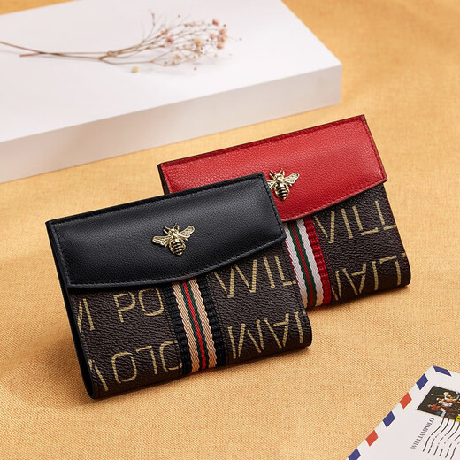 Williampolo Paul wallet female leather new ladies card bag short anti -theft brush small coin purse money clip fashion women's bag red leather
