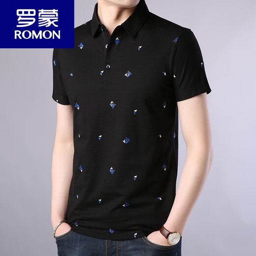 罗蒙（ROMON）加肥加大男t恤短袖纯棉宽松大码肥佬翻领薄款夏季polo.衫胖人大号 1506白色 M 适合100到125斤穿