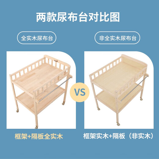 仁和实木换尿布台婴儿护理台按摩洗澡一体多功能宝宝新生婴儿床换衣台 实木加长款皇冠牛牛护理垫