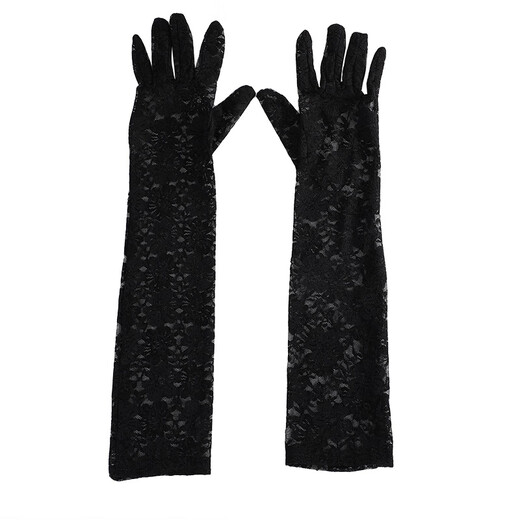 
Xianglaner Fashion Lace Women's Extended Gloves Ice Sleeve UV Protection Ultra-Long Women's Wedding Long Gloves Black All Size