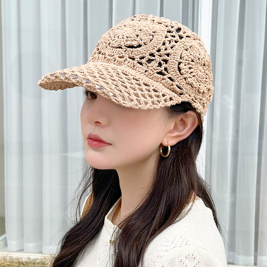 NZTK Baseball Cap Women's Summer Thin Hollow-Anschlusse für Frauen Sommer vielseitiger Strickhut modische und modische MT684 Gray 55-60 cm