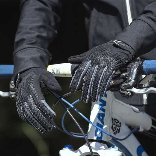 ROCKBROS Cycling Gloves Full Finger Bicycle Electric Vehicle Motorcycle Gloves Spring, Autumn and Winter Long Finger Men and Women Can Touch Screen S169 Autumn Liquid Silicone Shock Absorption (Black and Red) L