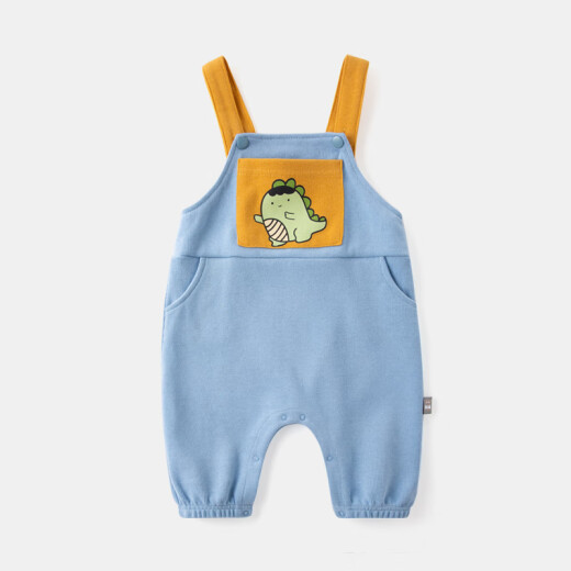 Dudu baby overalls spring new one-year-old baby pants stylish boys spring and autumn children's pants women's trousers solid color light blue 90