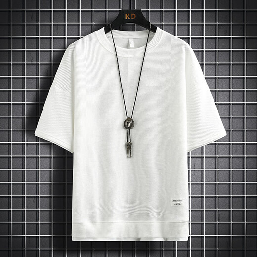 Yao Qu Waffle T-shirt à manches courtes à manche à manches de glace d'été pour la glace de glace de glace en temps libre T-shirt à cinq points à cinq points Top 3880 HEAR POCE GREEN 4XL