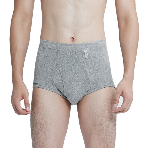 Yiershuang 3-piece men's underwear, men's pure cotton ribbed briefs, men's medium-high waist, large size shorts, breathable trousers, hemp gray XXXL/185
