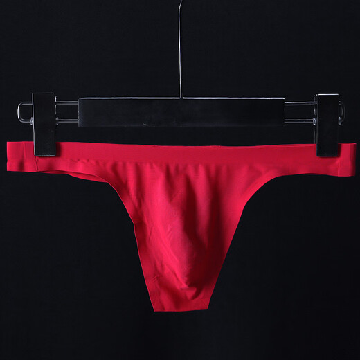 Adult beauty secret delivery sexy underwear men's new thong low waist sexy thin ice silk one piece XXL red