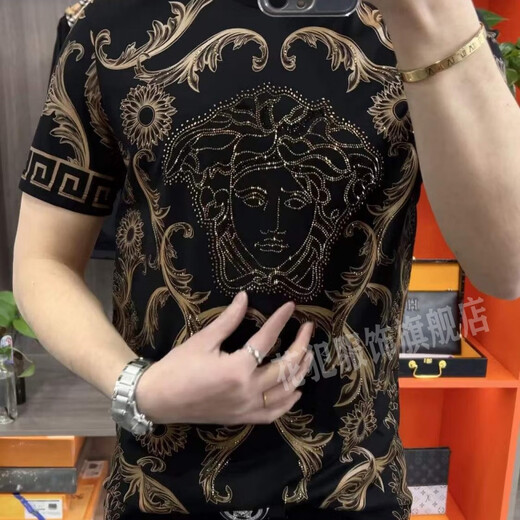 依慕琪尊雅 巨野尚品服装 春夏轻奢高品质欧货男装天丝锦棉短袖T恤3883 l100-120斤