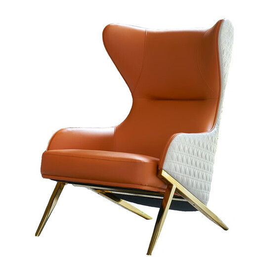 [Spot Flash] Meimeng Shubao Sofá Sofá de cuero American Light Luxury Luxury Genuine Tiger Silla de cuero Arte de cuero Sofá Sofá Leye Leisure Silla 1105 Pedales de pie a juego (Pedales de vaca de primera capa doméstica)