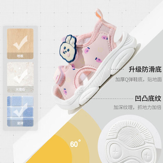 JOYNCLEON baby boy functional toddler shoes summer breathable baby 0-3 years old soft-soled non-slip girl toe-cap sandals pink inner length 13cm size 17