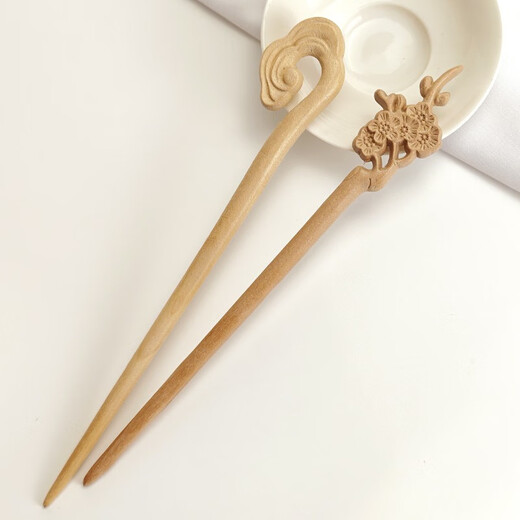 Feihua handmade peach wood hairpins, ancient style hairpins, Hanfu accessories, wooden hairpins, hairpins, finished hairpins, plum blossoms 1 piece