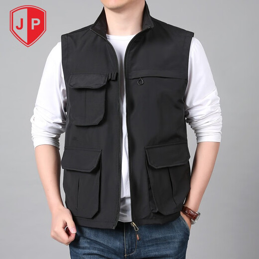 JP 户外男士马甲多口袋休闲工装背心薄款速干马夹2677 卡其色 XL (适合140斤-155斤)
