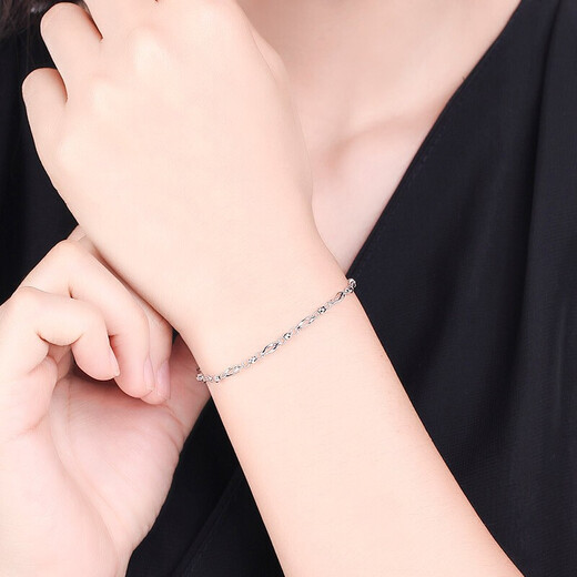 Saturday Fortune (ZLF) PT950 platinum bracelet for women, simple twisted piece, beaded bracelet, platinum bracelet, 3.52g 16cm + tail chain 2cm