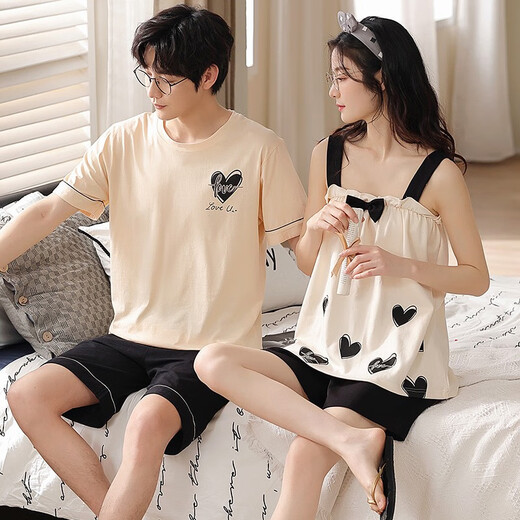Daizixin 2 ensembles de pyjamas de couple pour les bretelles d'été pour femmes, ensemble en deux pièces de coton pur