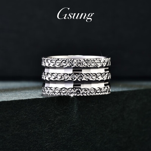 GsunG platinum ring men's PT950 grand diamond face carving wide face men's ring platinum ring men's shiny laser face wrench. Need to be customized. Contact before shooting.