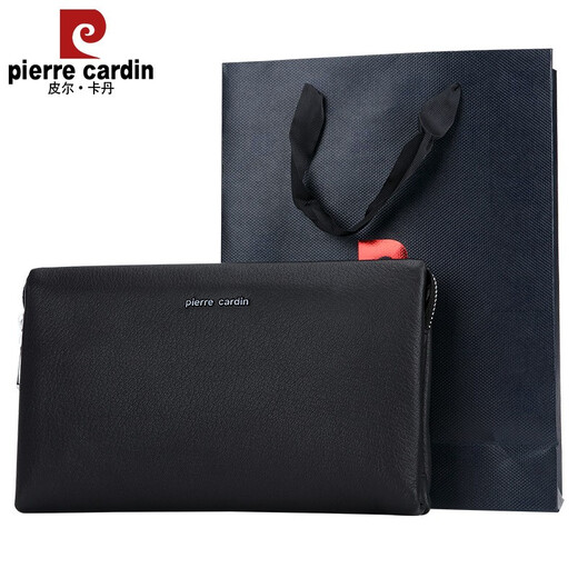Pierre Cardin/Pierre Cardin brand deer leather men's handbag genuine leather business men's clutch soft leather large capacity fashion boutique handbag men's bag new style black deer leather clutch [235*140*70mm]
