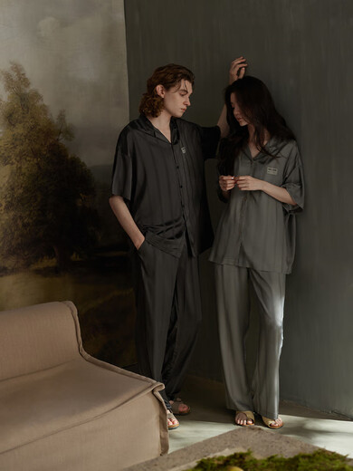 Tonyu (TONGYU) Tonyu Summer New Ice Silk Couple Pajamas High-end Home Suit Short Sleeve Trousers One Men and One Women Spring and Summer Set Women S3878 XL 175 Men