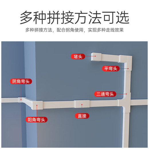 Zuoyou Zhonggong PVC cable trough, surface-mounted cable trough, open-wire cable trough, self-adhesive network cable management trough, cable routing artifact, square cable trough 20*10 double layer thickened 5 meters/set with 12 accessories