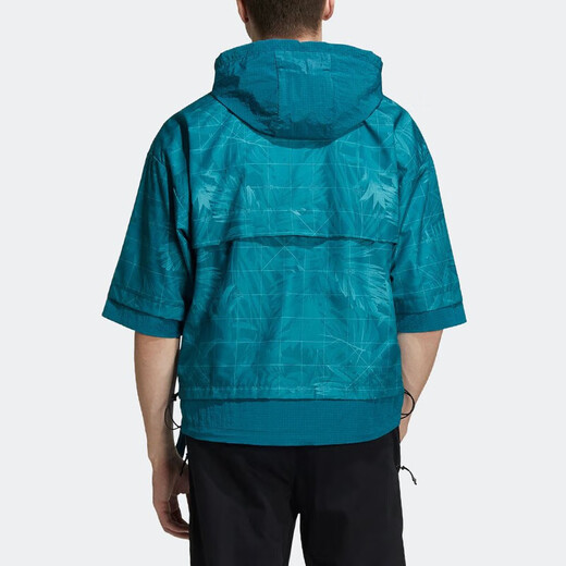 阿迪达斯 （adidas） 卫衣男士2025春秋季连帽防风运动服透气休闲外套半拉链套头衫HE9 HE9928水鸭绿  S