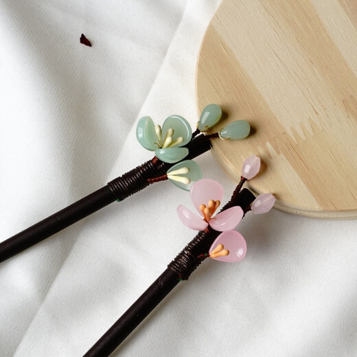 Mr. Ouyang's hand-wrapped antique-style hairpin Hanfu accessories hairpin step shake ethnic style retro wood wooden hairpin head ornaments fz-62E-Purple