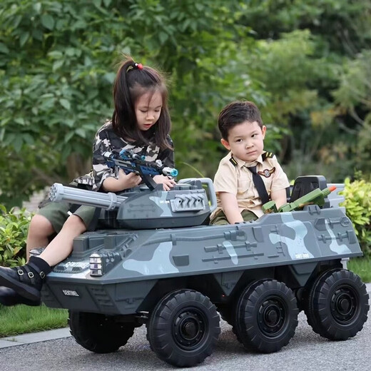Sardon Samat El vehículo blindado eléctrico para niños Super Grande se puede lanzar con tanques de municiones para hombres y mujeres, automóvil de juguete de control remoto de cuatro ruedas, batería grande de 12 V y tracción en las cuatro ruedas + control remoto + swing + Bluetooth