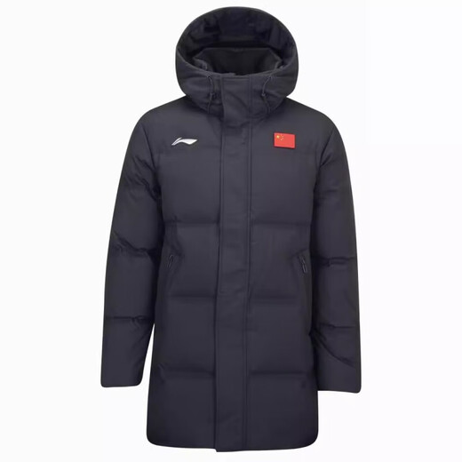 Li-Ren Li Ning Down Down Jacket National Flag Men's Long с капюшоном 2024 Winter New 80% Duck Down Down Down Coldened Jacket Aymu341-1 Black 2xl