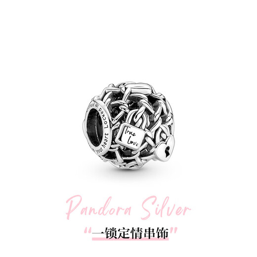 PANDORA One-Lock Love Charm 925 Silver Hollow Beautiful Meaning Fashionable DIY Beaded Birthday Gift for Girlfriend One-Lock Love Charm One Size