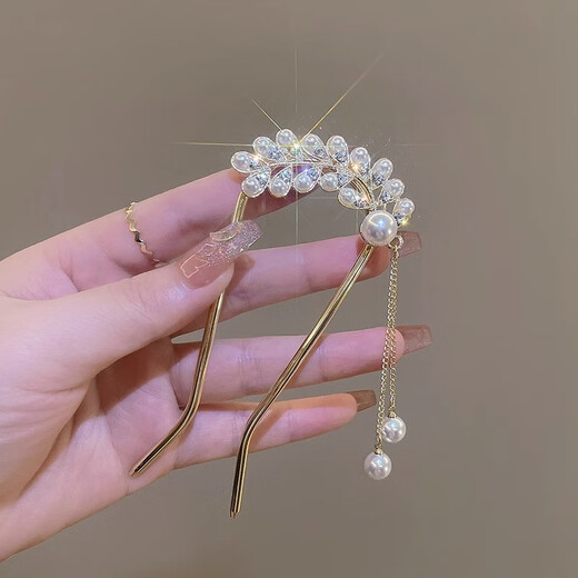 Muruo Ancient Style Imitation Pearl Pendant Hairpin Simple Modern Ball Hair Updo Artifact Super Fairy Hair Ornament Feather Tassel U-shaped Hairpin