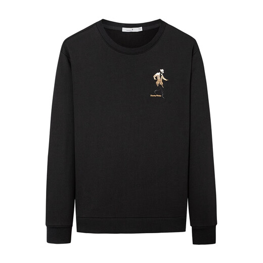 Dances with Wolves Classic Logo Sweatshirt Men's Casual Comfortable Round Neck Pullover Men's Thin Sweatshirt 001 Black 175