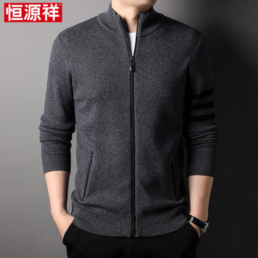 Hengyuanxiang Jacket en laine pure masculine en automne et en hiver nouveau collier de support épais d'âge moyen d'âge moyen et pull en laine chaude d'hiver pour les jeunes à l'extérieur à la mode et à la mode polyvalent 100% en laine en tricot en tricot de camel 165 / m / m