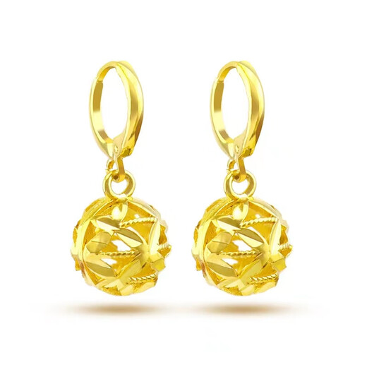 Putino 24.k gold earrings transfer bead earrings earrings earrings earrings pure gold 999 gold ins retro circles 18.k women's transfer bead earrings pair gift box gift bag 2.7g