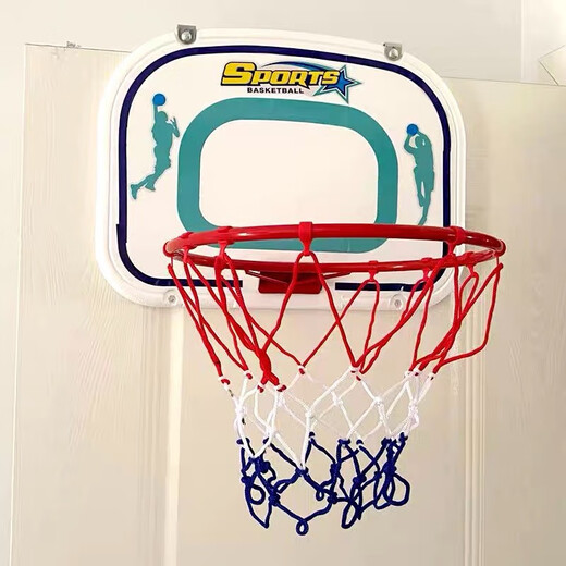 Double aviation foldable, punch-free hanging basketball frame, children's basketball ring, indoor basketball basket mobile basketball stand, 37CM ​​folding iron basket + 2 iron hooks-1601