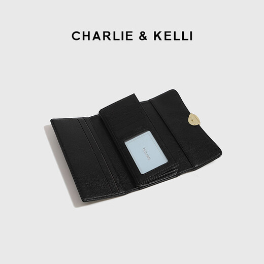 CHARLIE&KELLI CK品牌包包女包2025新款简约钱包卡包长款手拿包生日礼物送女生 黑色【京仓配送 礼盒包装】