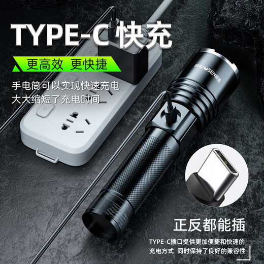 Shuosen bicycle light headlight night riding bright flashlight TYPE-C rechargeable mountain bike road bike rainproof riding equipment