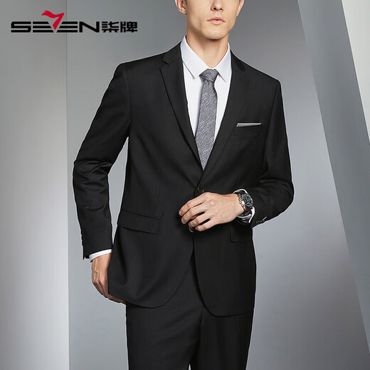 Qipai men's no-iron suit 2025 autumn new business formal wear antibacterial groom and best man wedding suit dress black no-iron 44 B 165/88B