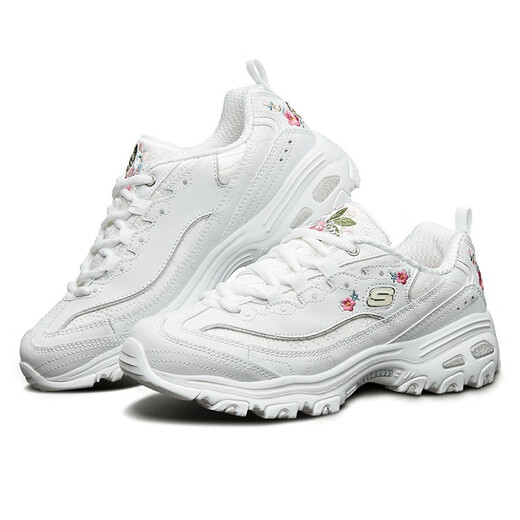 
Skechers women's shoes 2024 spring and autumn new elegant butterfly embroidered casual shoes for women thick sole heightened daddy shoes women's sports shoes 11977-WHT 35