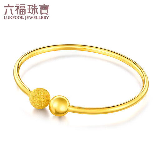六福珠宝六福珠宝  足金简约圆珠黄金手镯开口空心镯子 计价 B01TBGB0031 54mm-11.65克(含工费687元)