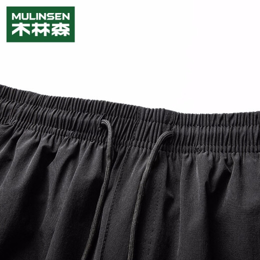 MULINSEN shorts men's fashionable casual cropped pants men's breathable sports ice silk pants summer men's black 32/2XL