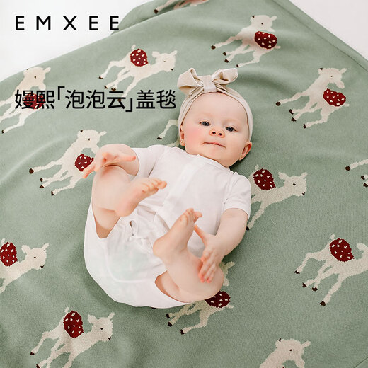 Manxi (EMXEE) baby blanket children's baby windproof blanket autumn and winter quilt knitted blanket rocking horse 125*105cm