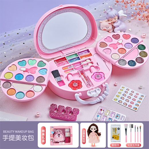 恩贝家族（Anby families）儿童女孩过家家化妆品玩具彩妆美妆盒公主套装指甲油六一儿童节 梦幻手提美妆包【化妆刷套装】