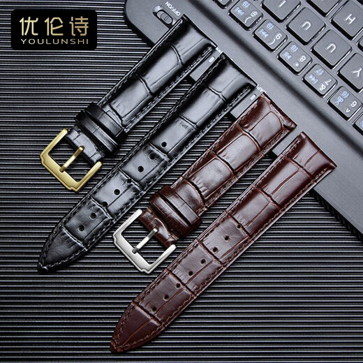 King of Heavenly Watch Strap Replacement Genuine Leather GS3886 5876 5885 3887 Men's and Women's Watch Strap 20 22mm Pin Butterfly Buckle Gold Pin Buckle-Brown Brown Width = 19mm
