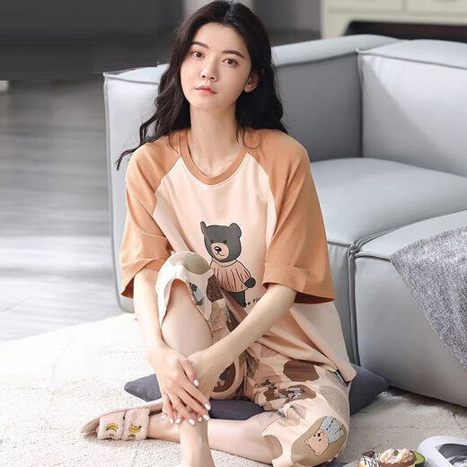 Dirección simple Camiseta de manga corta Madre de 30-50 años para mujeres en verano en el verano Los pantalones cortos de manga corta se adaptan a la primavera suelta y al verano pantalones recortados de manga corta 679 m recomendados 80-95 Jin [Jin iguala 0.5 kg] para usar