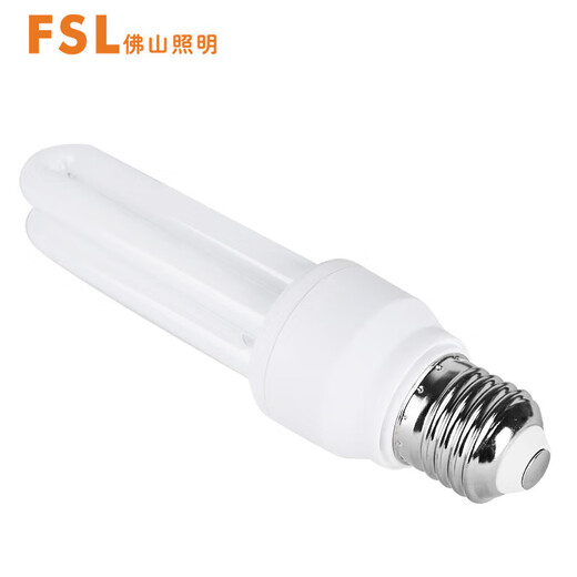 FSL Foshan Lighting T4 electronic energy-saving bulb U-shaped three-color fluorescent bulb E27 screw bulb 2U-13W white light (6500K)