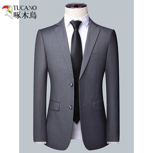 Woodpecker high-end men's suit business professional formal small suit wedding groom work spring and autumn slim fit 502 navy (suit + pants) XL (175)