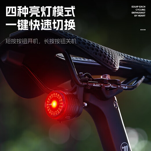 West Biking (WestBiking) bicycle smart taillight night riding warning light brake sensing headlight TYPE-C charging taillight equipment black