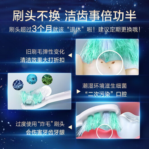 飞利浦（PHILIPS） 电动牙刷头替换头钻石系列适配HX9924HX9903HX9911HX9912HX9954HX9924 3支 黑色亮白型装HX9063/96
