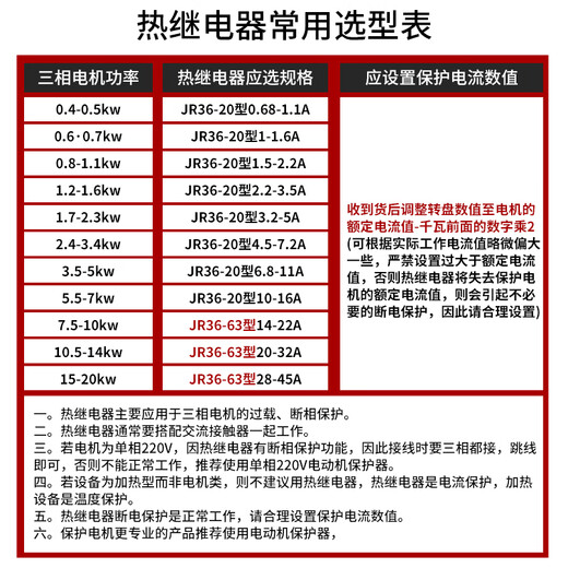 Delixi JR36 thermal relay 220V overcurrent thermal overload protection motor 380v three-phase current adjustable 16B JR36-63 (14-22A)