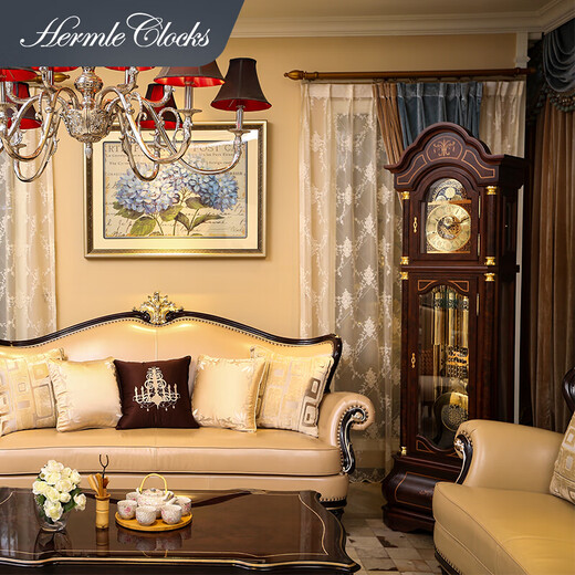 Hermle Clocks Hermle Clock Floor Clock Solid Wood Living Room Stand Clock Classic Atmospheric Creative Mechanical Clock Retro Table Clock MF009-031171
