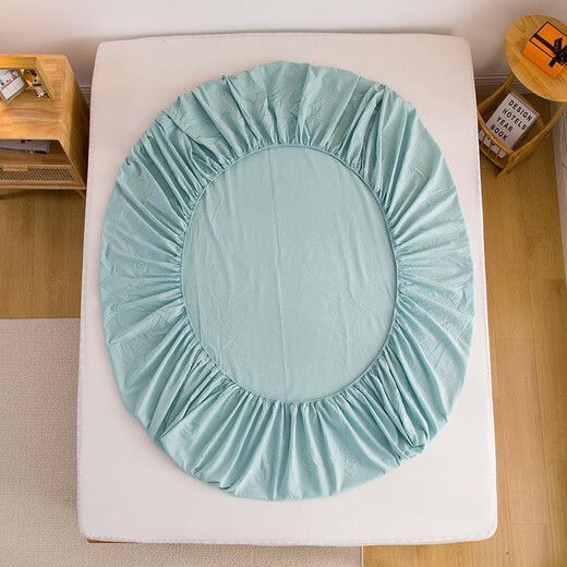 Nanjiren (NanJiren) home textile fitted sheet single piece pure cotton bed sheet bed cover can be equipped with cotton multi-piece anti-slip sheets thickened and tall thin mattress protector cotton washed cotton-light green fitted sheet 1.2X2.0 meters high 25cm