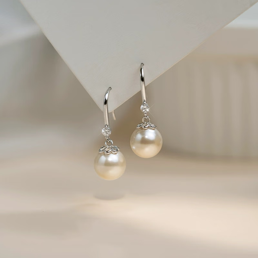 Qi Xiaomi s999 pure silver earrings for women, French retro imitation pearl ear hooks, sterling silver earrings, elegant earrings, temperament and pierced ears